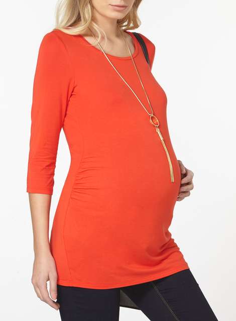 **Maternity Red Scoop Neck T-Shirt